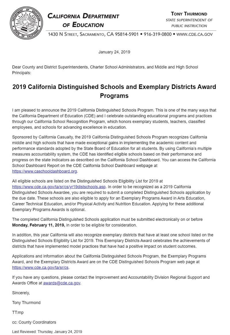 CDE Exemplary School District 